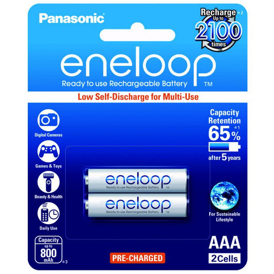 Panasonic Eneloop BK-4MCCE-2BT Rechargeable Battery AAA Pack of 2 (White)