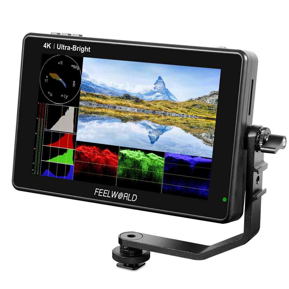 Feelworld LUT7 7" Touchscreen Camera Field Monitor 1920 x 1200 Resolution with Tilt Arm, 4K HDMI In / Out, 2200 nits Ultra Bright, 3D LUTs, 323 PPI IPS LCD