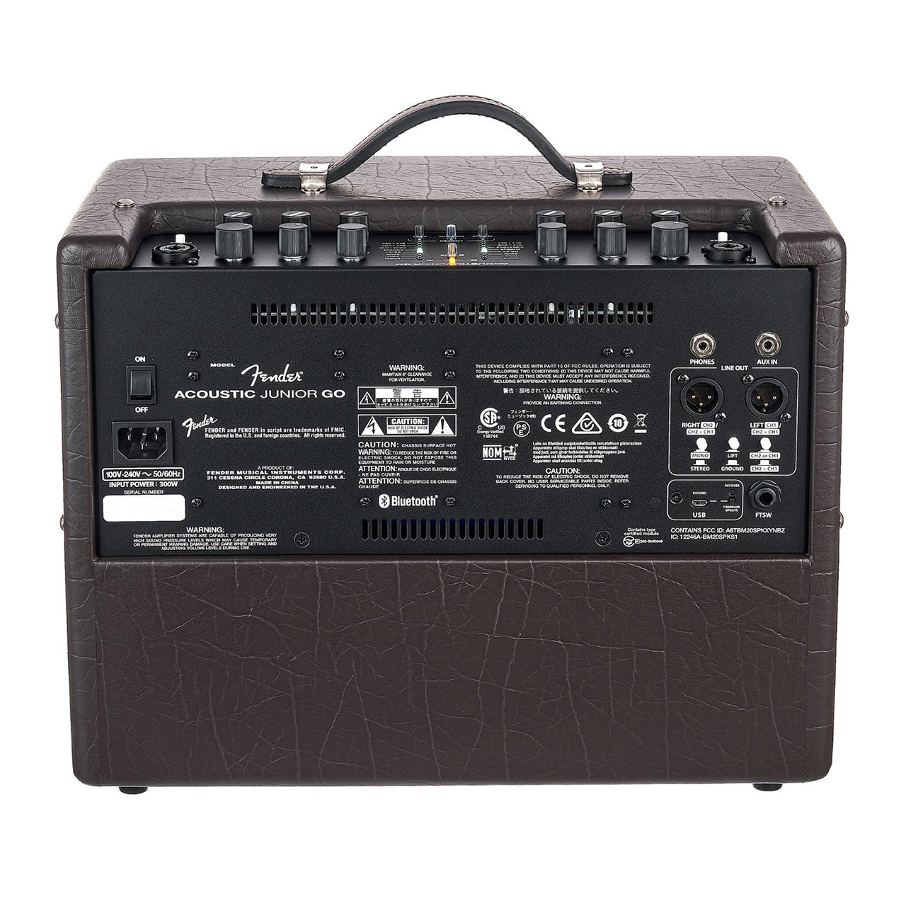 Fender Acoustic Junior GO Jr 100 Watt 1x8" Guitar Combo Amplifier Rechargeable 230V EUR with Bluetooth, Looper, Tweeter, 5h Playtime (Dark Brown)
