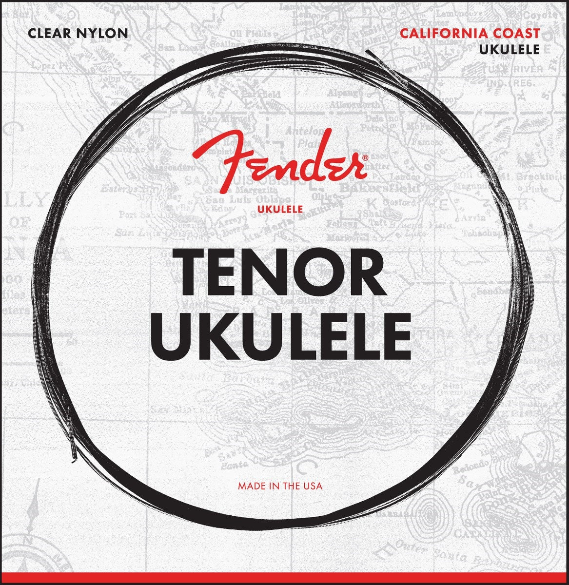 Fender California Coast Clear Nylon Ukulele String Set with Warm Clear Tones (Available in Soprano, Concert and Tenor)