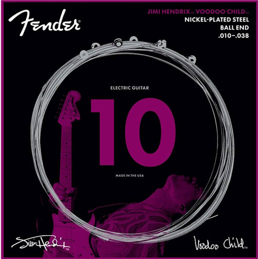 Fender Jimi Hendrix Voodoo Child Nickel Plated Acoustic Electric Steel Guitar String Set with Ball Ends (.010 - .038) for Musicians (NPS 10-38)