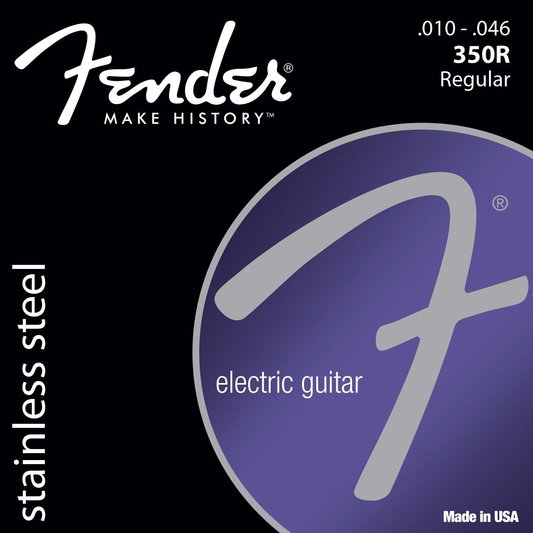 Fender Regular Stainless Steel Electric Guitar String Set with Ball Ends (.010-.046) for Musicians (350R)