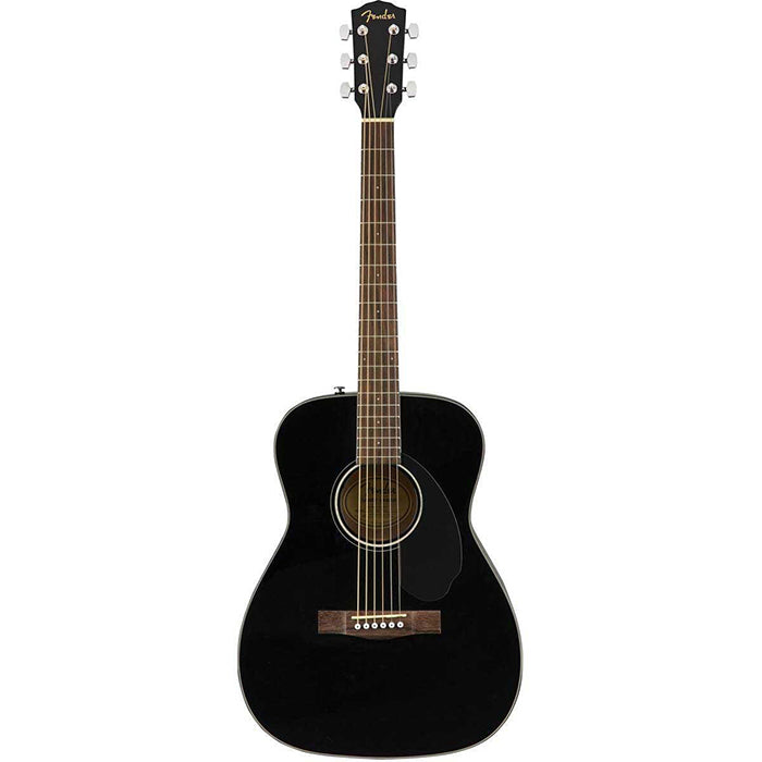Fender CC-60S Concert Pack V2 Acoustic Guitar Package with Picks, Gig Bag, Strap and Extra Pack of Strings for Musicians, Beginner Players (Black)