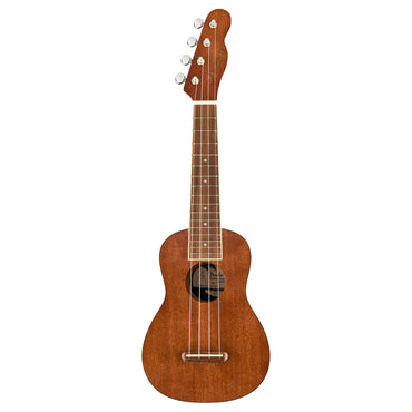 Fender Seaside Soprano Ukulele Pack (Clip On Tuner, Gig Bag, Strings) 16 Frets 4 String Guitar Set with Walnut Fingerboard (Natural)