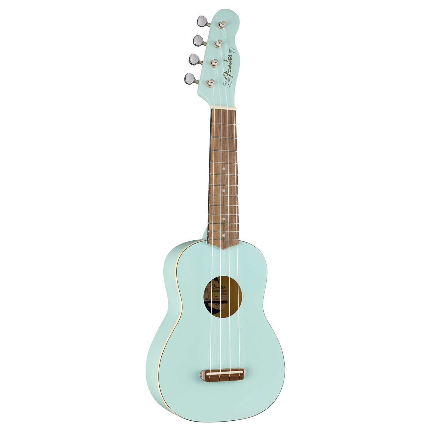 Fender Venice Soprano Ukulele 4 String Guitar with 12 Frets, Chrome Finish, C Shaped Neck (Blue, Pink, Green, Black, Natural, Cherry)