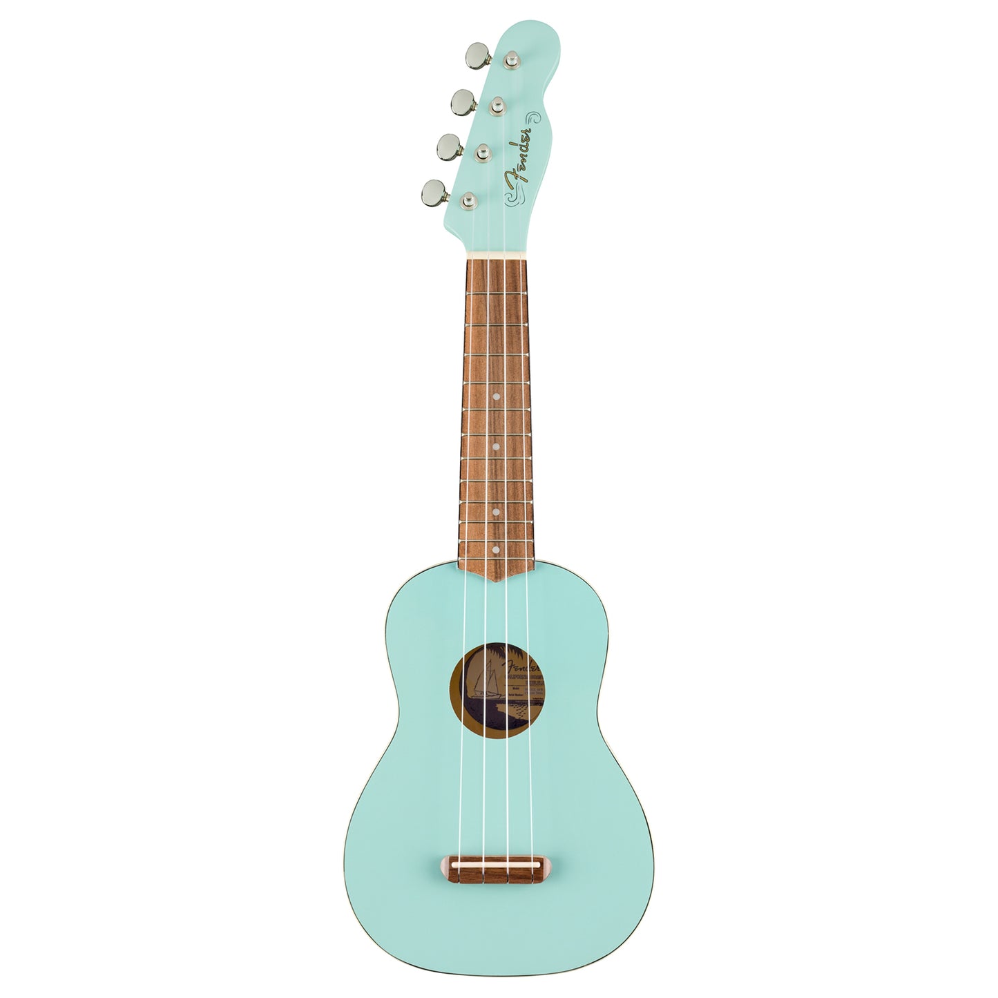 Fender Venice Soprano Ukulele 4 String Guitar with 12 Frets, Chrome Finish, C Shaped Neck (Blue, Pink, Green, Black, Natural, Cherry)