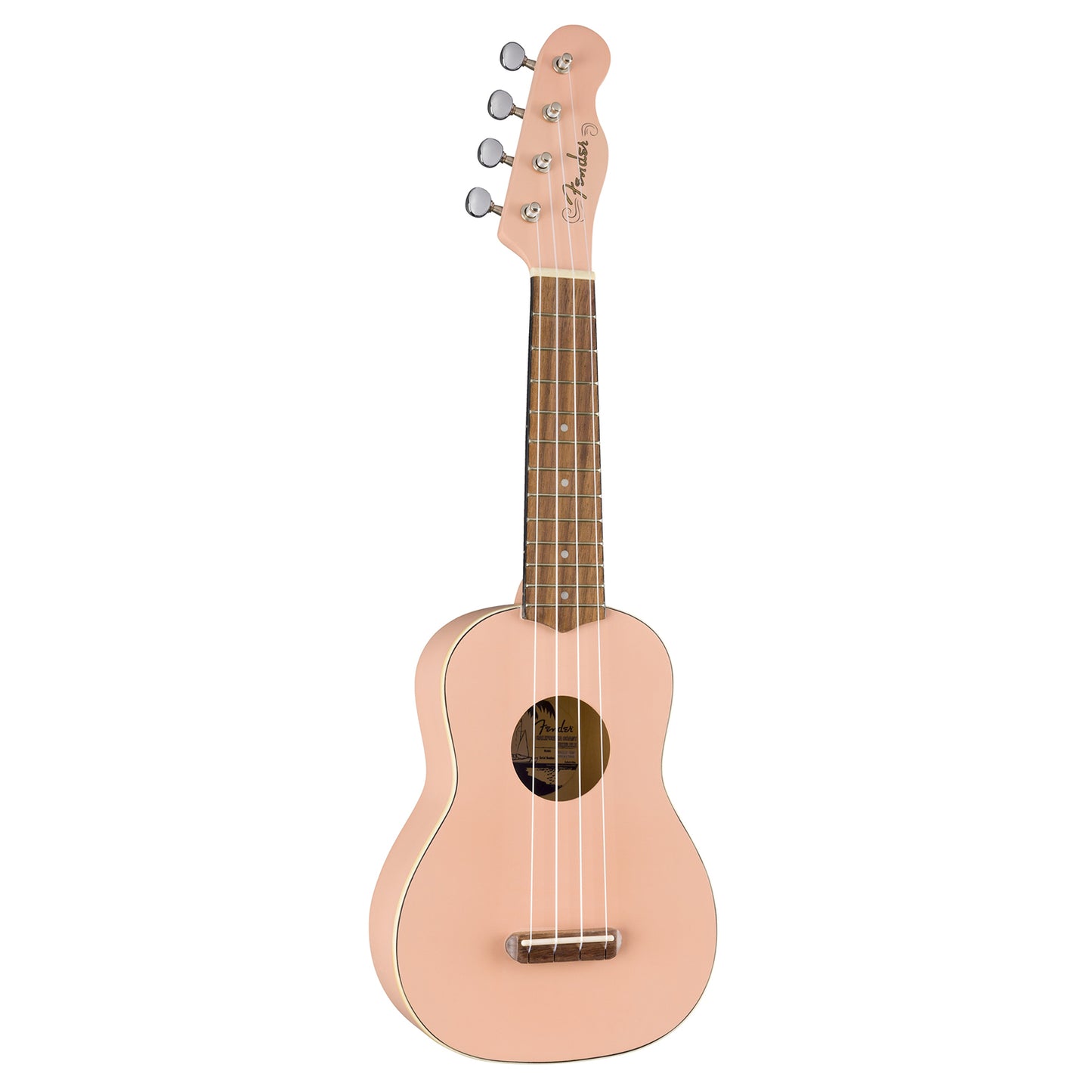 Fender Venice Soprano Ukulele 4 String Guitar with 12 Frets, Chrome Finish, C Shaped Neck (Blue, Pink, Green, Black, Natural, Cherry)