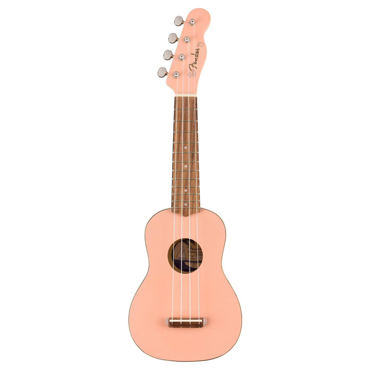 Fender Venice Soprano Ukulele 4 String Guitar with 12 Frets, Chrome Finish, C Shaped Neck (Blue, Pink, Green, Black, Natural, Cherry)