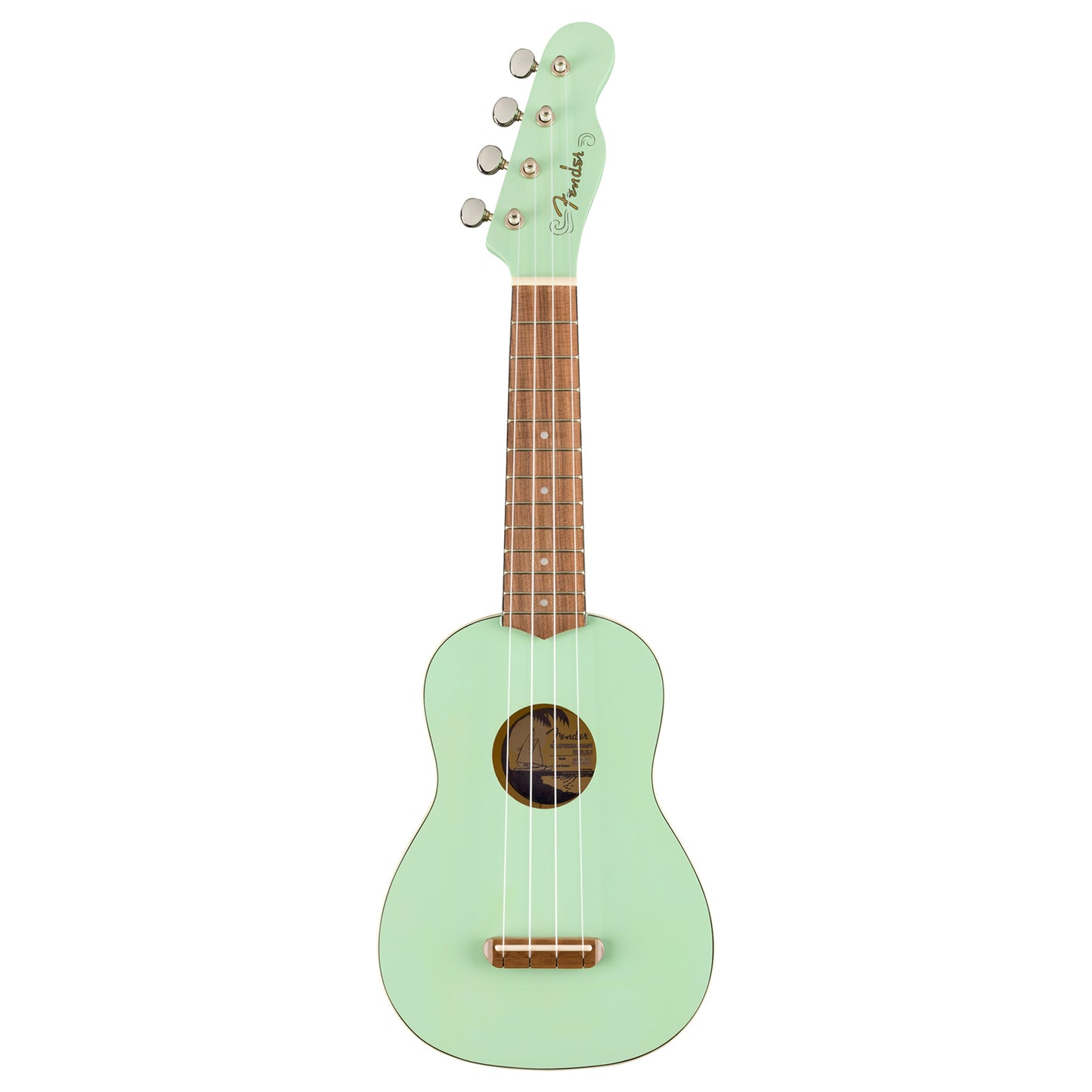 Fender Venice Soprano Ukulele 4 String Guitar with 12 Frets, Chrome Finish, C Shaped Neck (Blue, Pink, Green, Black, Natural, Cherry)