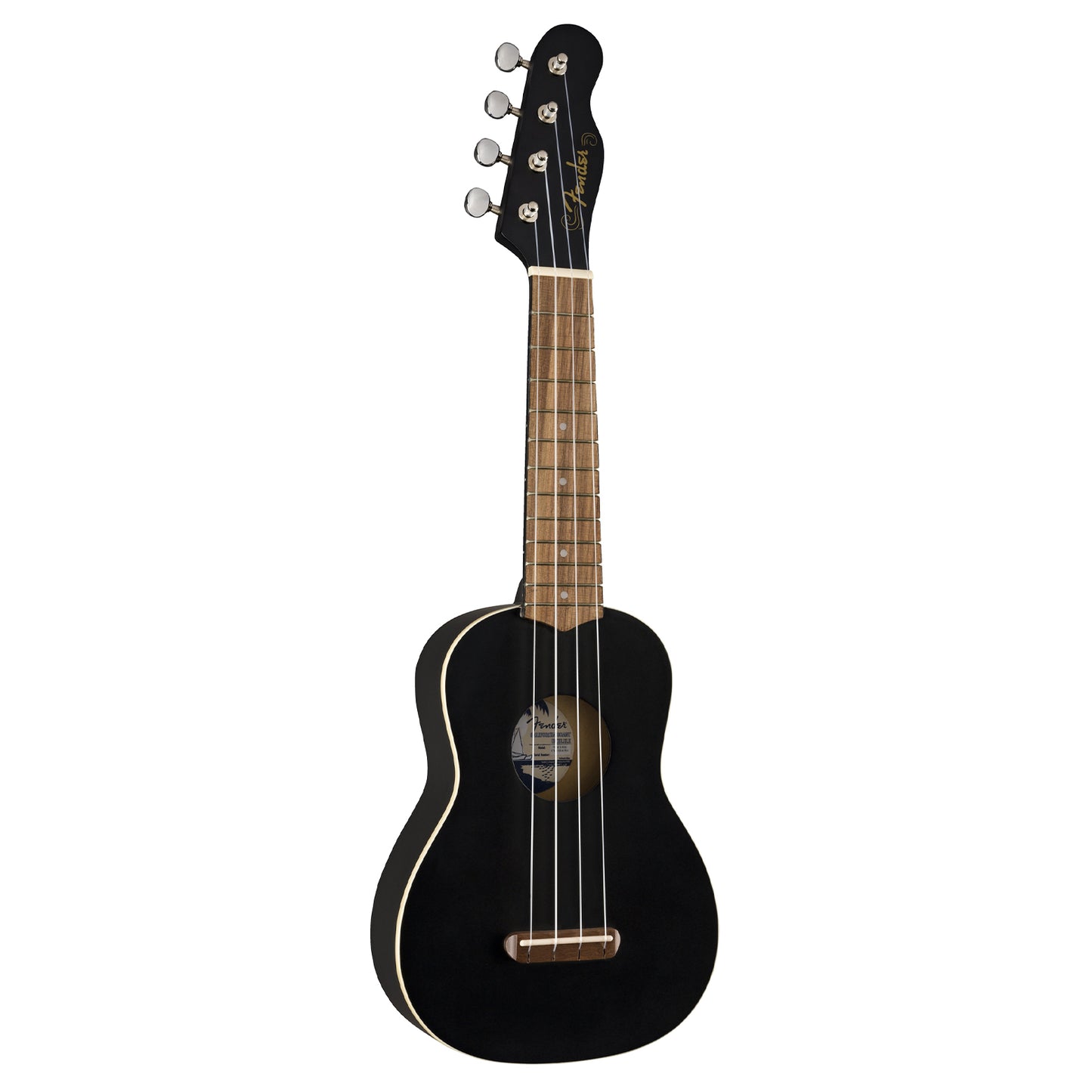 Fender Venice Soprano Ukulele 4 String Guitar with 12 Frets, Chrome Finish, C Shaped Neck (Blue, Pink, Green, Black, Natural, Cherry)