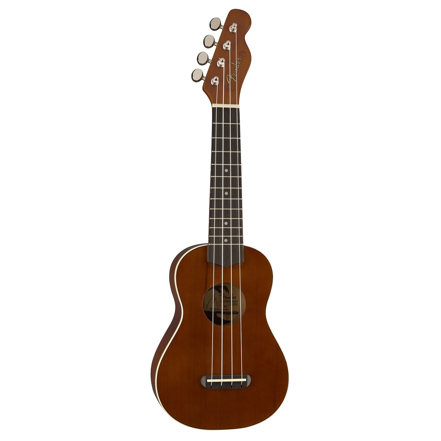 Fender Venice Soprano Ukulele 4 String Guitar with 12 Frets, Chrome Finish, C Shaped Neck (Blue, Pink, Green, Black, Natural, Cherry)