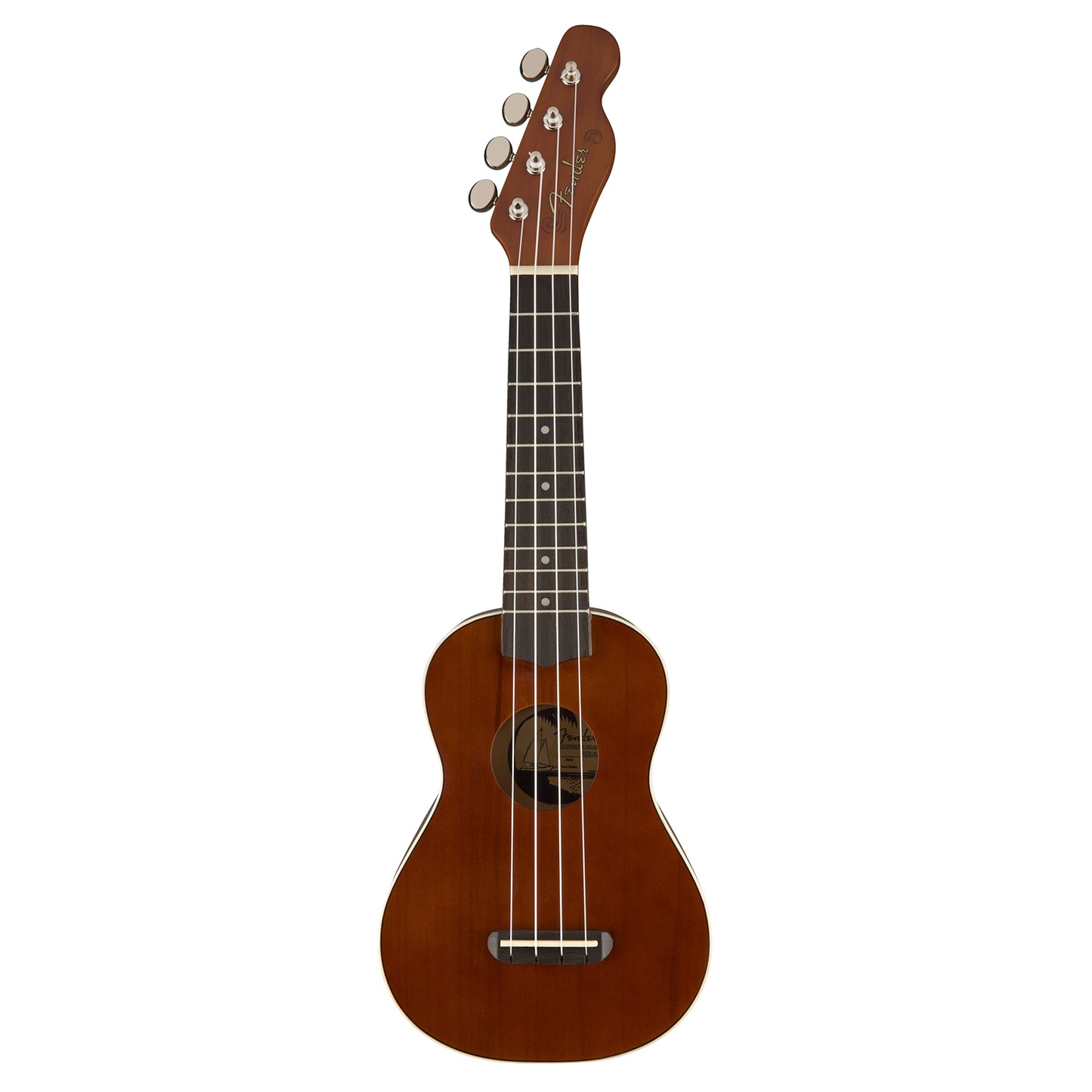 Fender Venice Soprano Ukulele 4 String Guitar with 12 Frets, Chrome Finish, C Shaped Neck (Blue, Pink, Green, Black, Natural, Cherry)