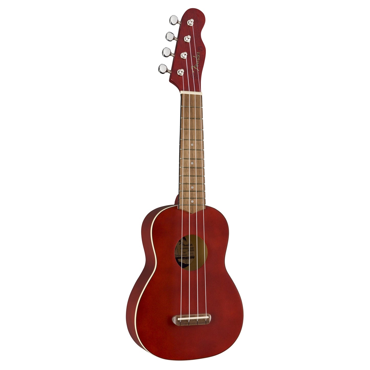 Fender Venice Soprano Ukulele 4 String Guitar with 12 Frets, Chrome Finish, C Shaped Neck (Blue, Pink, Green, Black, Natural, Cherry)