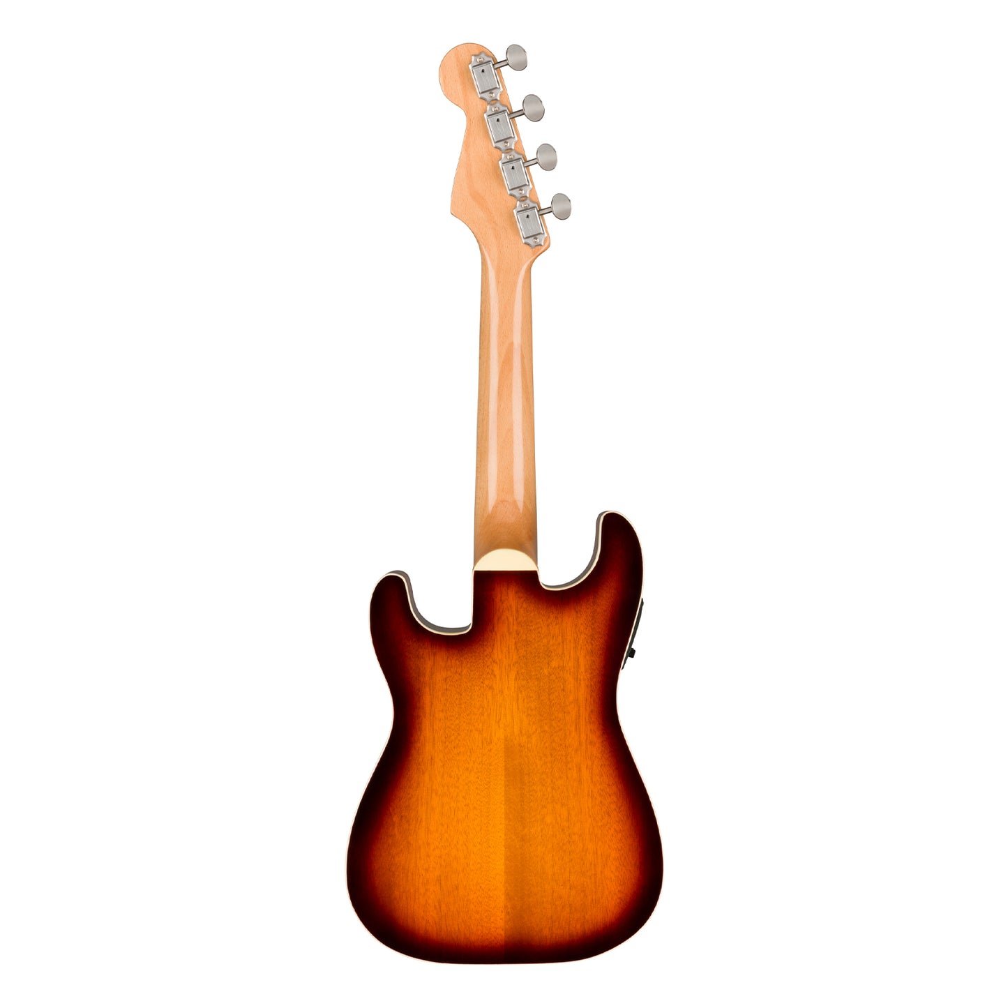 Fender Fullerton Stratocaster Concert Ukulele Acoustic Electric 4 String Guitar with Built-in Tuner, Volume / Tone Controls (Sunburst, Black)