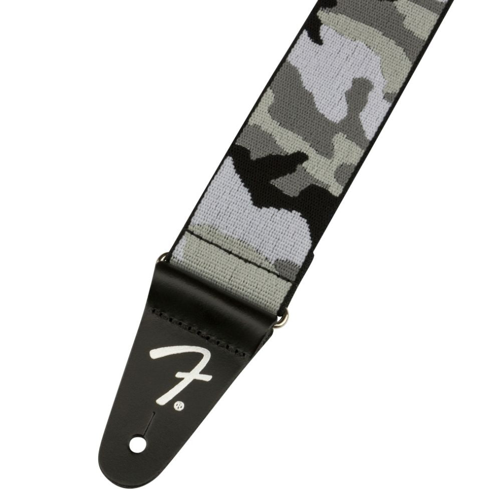 Fender Weighless Camo Elastic Guitar Strap 2" 74mm Wide 44" to 52" Long Camouflage (Winter, Woodland)
