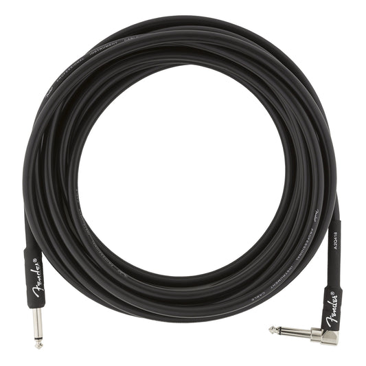 Fender Professional Series Instrument Cable 18.6ft 5.5m Straight-Angle with Nickel Plated 1/4" Connectors, 22 AWG (Black)