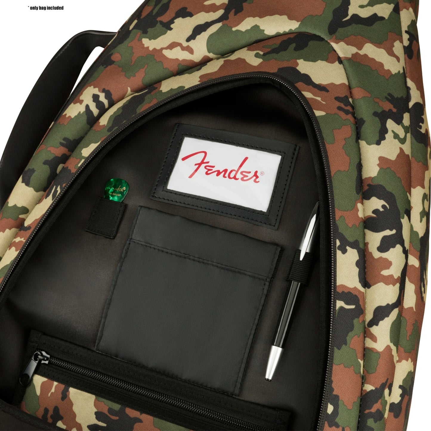 Fender FE920 Camo Electric Guitar Gig Bag Padded Case with Microfiber Lining, Neck Rest, Exterior Bumpers (Winter, Woodland)