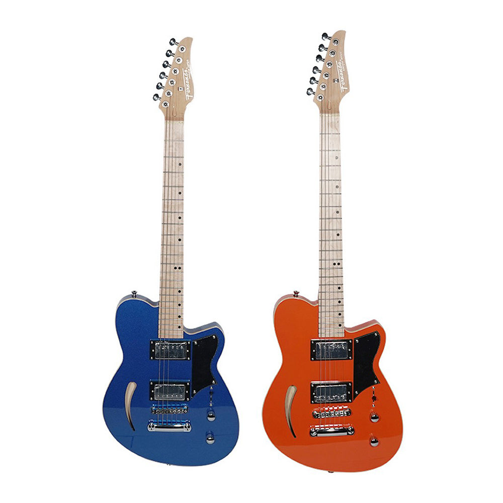 Fernando PJH-99 6 Strings 22 Fret HH Semi Hollow Electric Guitar with Tune-o-Matic Bridge, Maple fingerboard and 3-Way Pickup Selector for Musicians (Blue, Orange)