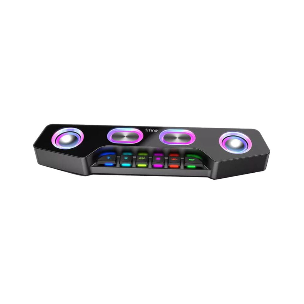 Fifine A16 10W Portable Wireless RGB Bluetooth Speaker and 3.5mm Wired Aux-in Connection, USB/TF Card, USB Type-C Port and Microphone Interface for Gaming (Black, White)
