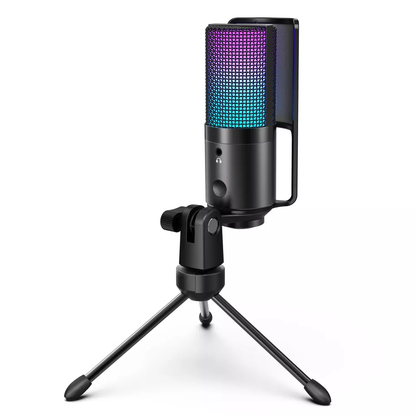 [CLEARANCE] Fifine K669 Pro3 USB Condenser RGB Desktop Microphone with Monitoring Jack, Light Control Button and Adjustable Pivot Mount for Streaming, Studio Recording, Podcasting and YouTube Videos