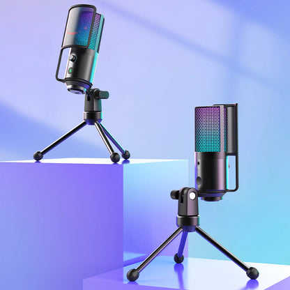 [CLEARANCE] Fifine K669 Pro3 USB Condenser RGB Desktop Microphone with Monitoring Jack, Light Control Button and Adjustable Pivot Mount for Streaming, Studio Recording, Podcasting and YouTube Videos