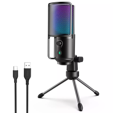 [CLEARANCE] Fifine K669 Pro3 USB Condenser RGB Desktop Microphone with Monitoring Jack, Light Control Button and Adjustable Pivot Mount for Streaming, Studio Recording, Podcasting and YouTube Videos