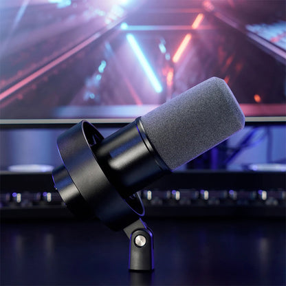 Fifine K688 USB Dynamic Cardioid Desktop XLR Microphone with Shock Mount, Volume Control and Headphone Jack for Streaming, Studio Recording, Podcasting and YouTube Videos | Black