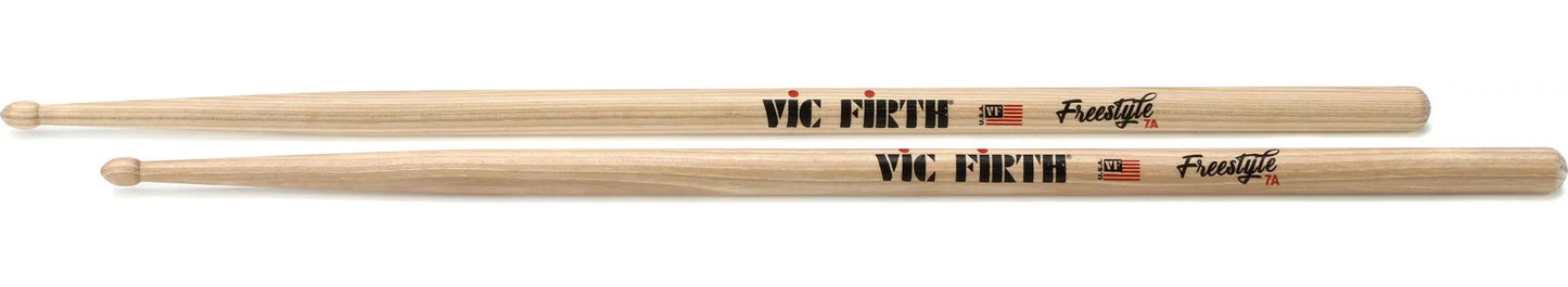 Vic Firth American Concept Freestyle 7A Hickory Wood Hybrid Tip Drumsticks (Pair) Drum Sticks for Drums and Percussion
