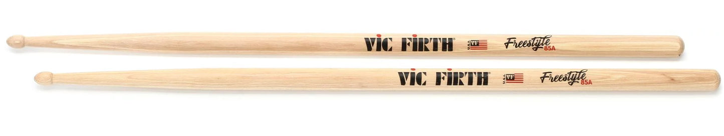 Vic Firth American Concept Freestyle 85A Hickory Wood Hybrid Tip Drumsticks (Pair) Drum Sticks for Drums and Percussion
