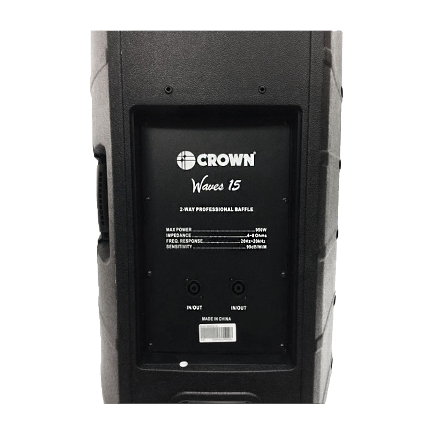 Crown Waves 950W 15" 2-Way Passive Baffle Speaker with Max 4-8 Ohms Impedance, 20Hz-20kHz Frequency Response, 99dB Sensitivity Level | WAVES-15