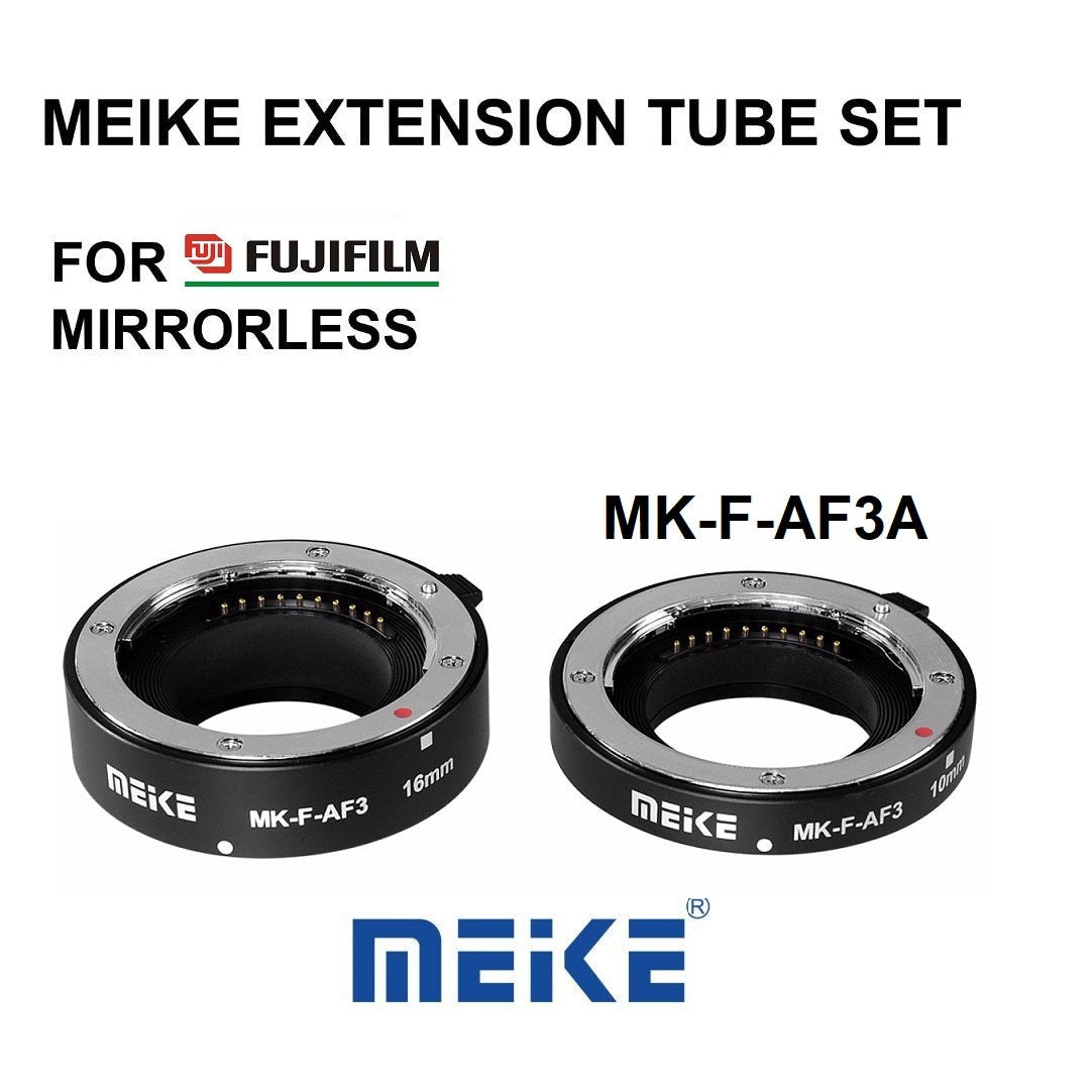 Meike MK-F-AF3A Metal Auto Focus Macro Extension Tube 10mm 16mm for  FUJIFILM Fuji Camera