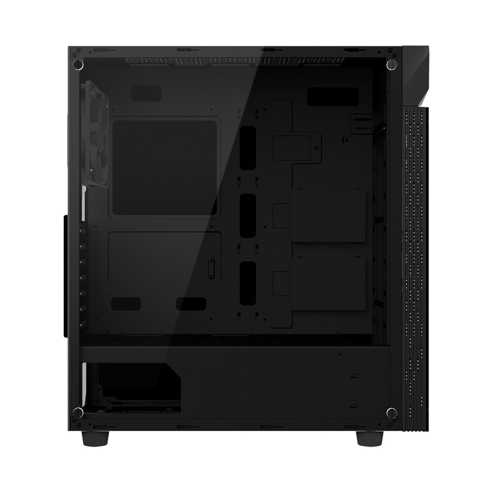 GIGABYTE C200 Mid Tower PC Case with Black Tempered Glass Panel, RGB Switch, Detachable Dust Filter, PSU Shroud Design and Liquid Cooling Compatible | GP-C200G