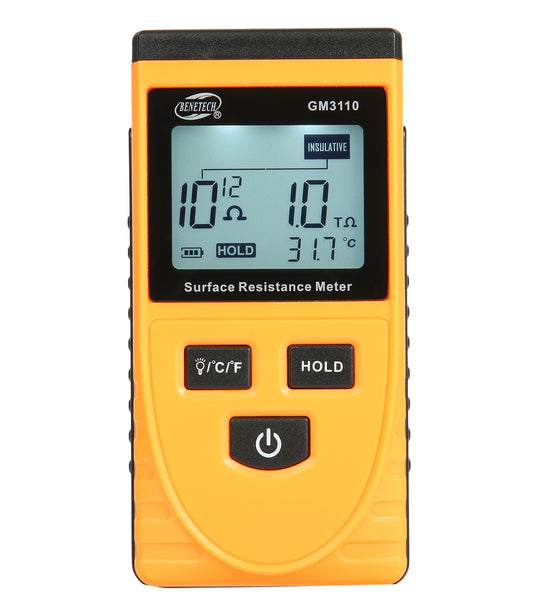 Benetech GM3110 Surface Resistance Tester Anti-static LCD Tester Digital Display Anti-static Resistance Meter Temperature Meter