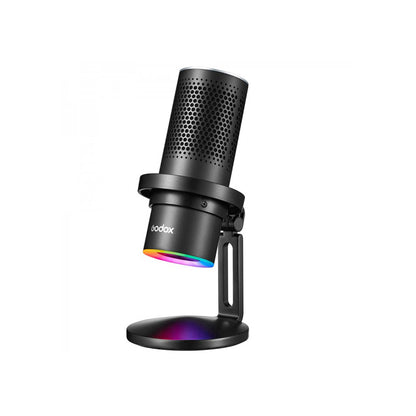 [CLEARANCE] Godox EM68X RGB USB Condenser E-Sport Microphone with 4 Pick-Up Patterns, 3.5mm Jack Input and Mic Smart App Control Support, Plug and Play for Gaming, Streaming and Podcasting
