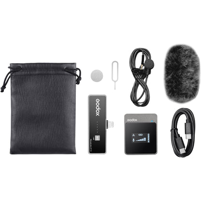 [CLEARANCE] Godox MoveLink LT1 Compact Wireless Microphone System 2.4GHz (TX RX) with Lightning Connector, Lavalier Mic for Smartphone Audio Recording Vlogging