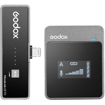 [CLEARANCE] Godox MoveLink LT1 Compact Wireless Microphone System 2.4GHz (TX RX) with Lightning Connector, Lavalier Mic for Smartphone Audio Recording Vlogging