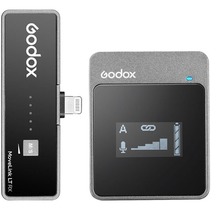 [CLEARANCE] Godox MoveLink LT1 Compact Wireless Microphone System 2.4GHz (TX RX) with Lightning Connector, Lavalier Mic for Smartphone Audio Recording Vlogging