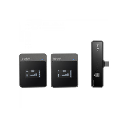 Godox MoveLink UC2 2-Person Compact Wireless Microphone System Compatible with Smartphones and Tablets with Type-C Ports for Audio Recording and Vlogging (2.4GHz)