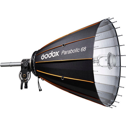 Godox P68 27" 68cm Parabolic Reflector Kit with Bowens-Mount Strobe Adapter, Focusing Rod and Mount, Grip Kit, and Carrying Bag for Fashion and Portrait Photography