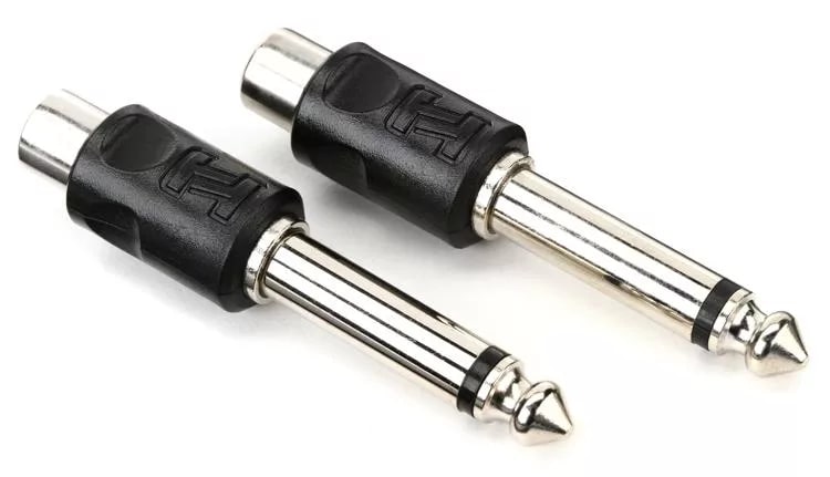 Hosa Technology GPR101 Male 1/4" Phone to Female RCA Adapter- 2 Pieces