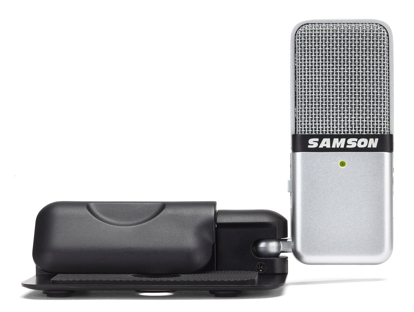 Samson Go Mic Clip-on Portable Dual Condenser Microphone with USB Mini-B and 3.5mm Jack Interface for Music Field Recording & Podcasting