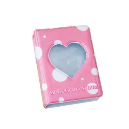 Pikxi 40 + 1 Pockets Cute Butterfly Mini Instant Film Photo Album with 20 Pages Transparent for FUJIFILM Instax Mini Film Camera, Picture and Card Holder | AMH40-06 HOLLOW HEART-STRAWBERRY