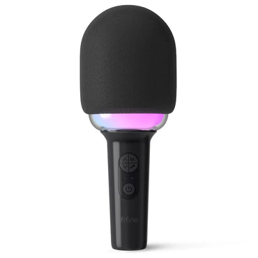 [CLEARANCE] Fifine AmpliSing E2 Wireless Karaoke Microphone with Built-In Speaker, Voice Changer Presets and 5hr Rechargeable Battery for Live Performance (Black)