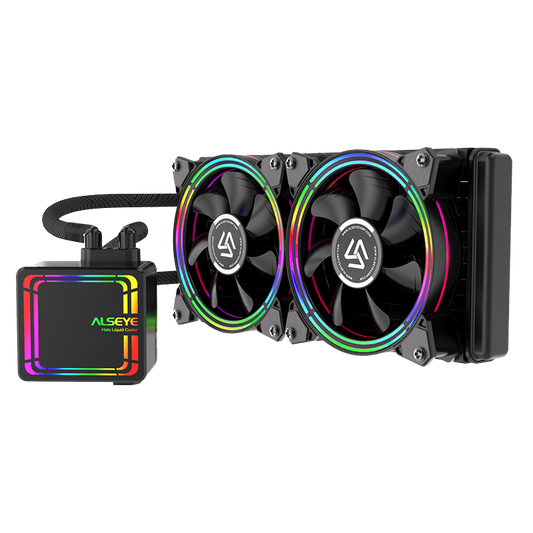 Alseye Halo H240 - 240MM AiO Liquid Cooling PWM Capable Dual Fan with Premium RGB Lights for Desktop Computers