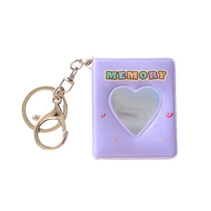 [CLEARANCE] Pikxi Cute Mini Photo Album Keychain 16 pockets 1.5 x 2" ID Picture Holder Book (White)