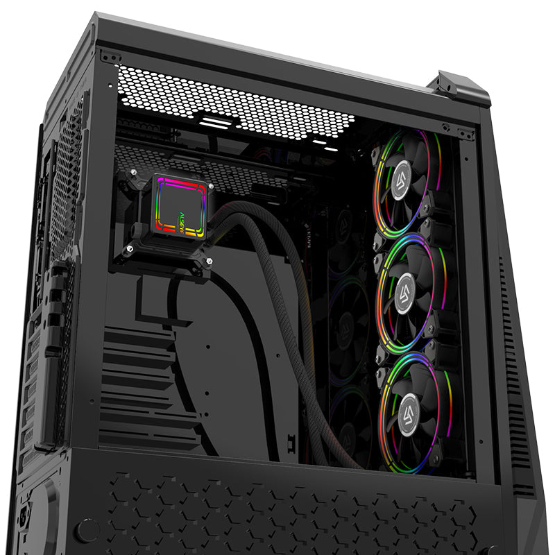 Alseye Halo H360 - 360mm AiO Liquid Cooling PWM Capable Triple Fan with Premium RGB Lights for Desktop Computers
