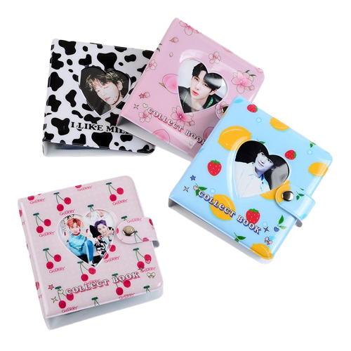 Pikxi Cute & Colorful Photo Album 26 Pockets 2.5 x 3.5 Inches 51 Picture Holder Book with Snap Fastener Lock (Cow Milk, Cherry, Lemon, Peach)