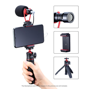 Ulanzi Smartphone Vlog Kit Set - Sairen VM-Q1 Mic + Ulanzi MT-08 Mini Tripod + Ulanzi ST-07 Phone Holder for Vlogging Livestream Youtube