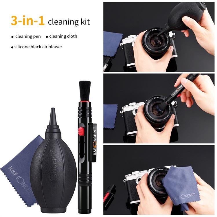 K&F Concept 3-in-1 Cleaning Kit (Lens Dust Blower, Cleaning Pen and Macro Fiber Cleaning Cloth)