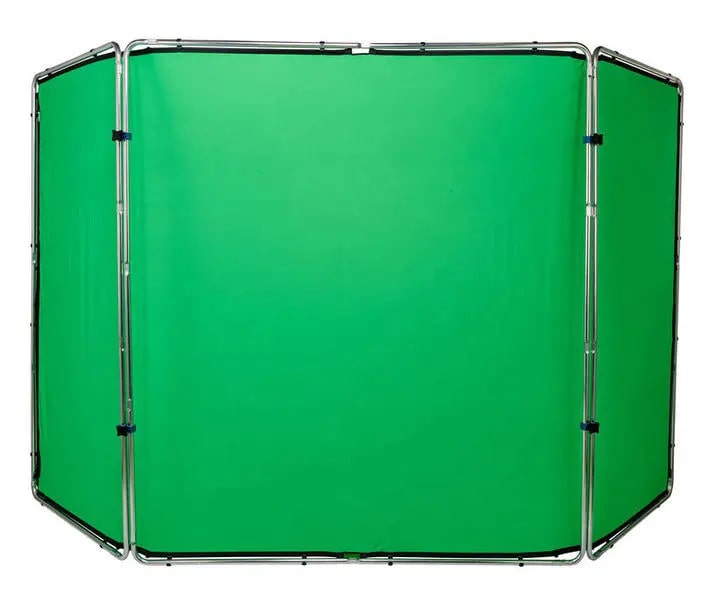 Pxel 2.4 x 4m Panoramic Chroma Key 4-Fold Green Screen Background Muslin Cloth Kit with Foldable Aluminum Butterfly Frame for Photography and Videography | BG-FM2440